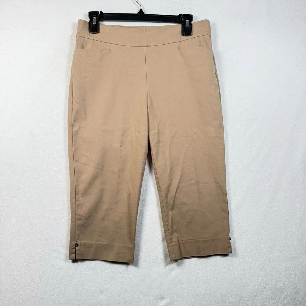 Chico’s Capri Pants Womens Size 0 Tan Pull On Crop Stretch Pockets